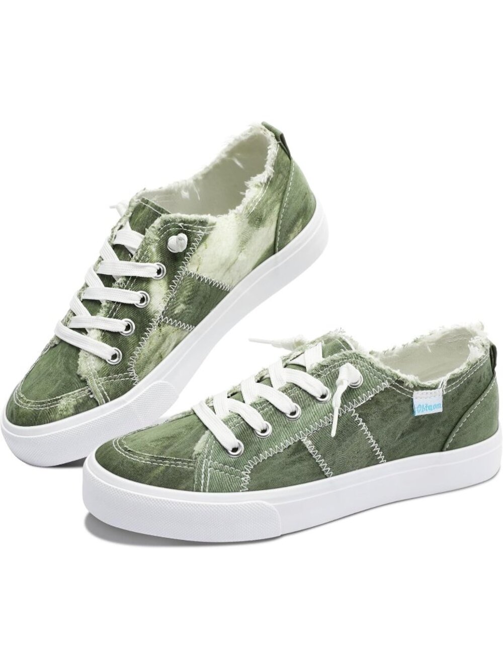 Womens Olive Green Canvas Play Sneaker Canvas Slip On Shoes Fashion Sneaker
